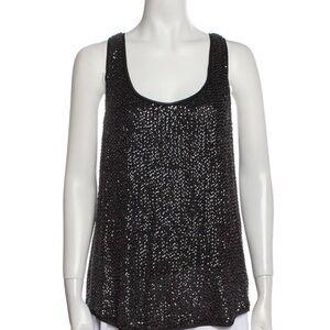 Diane Von Furstenberg Black Sequin Tank Top